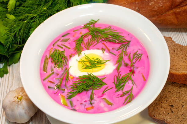 istock Summer cold beetroot soup with kefir in a plate 1167392646