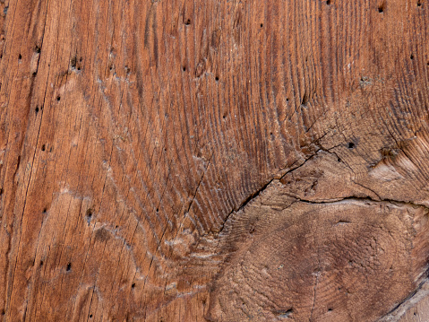 close-up of wood Board surface texture, old wood background with crack, treated