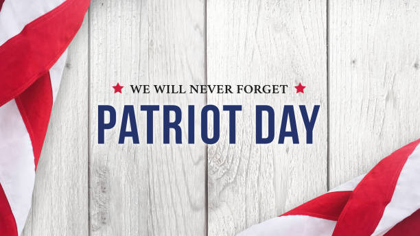 Patriot Day - We Will Never Forget Text Over White Wood Patriot Day - We Will Never Forget Text Over White Wood with Flags never stock pictures, royalty-free photos & images