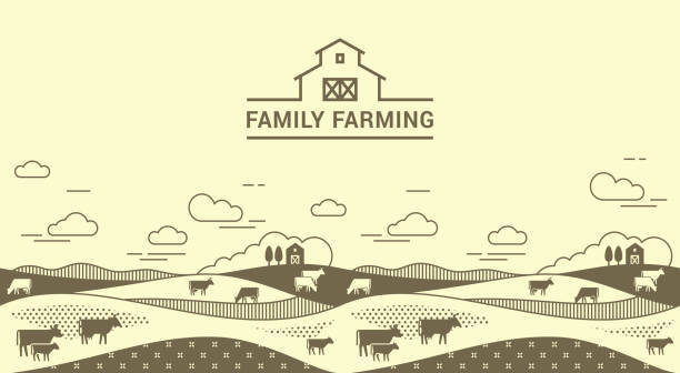 illustrazioni stock, clip art, cartoni animati e icone di tendenza di modello vettoriale, banner o prima schermata per una pagina di destinazione con posizione per il testo - agricultural machinery retro revival summer farm