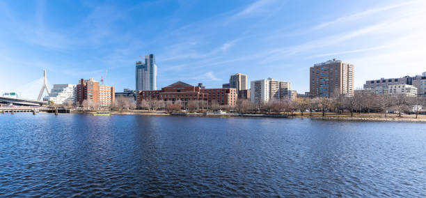 Panorama Boston Zakim bridge at Boston downtown MA USA