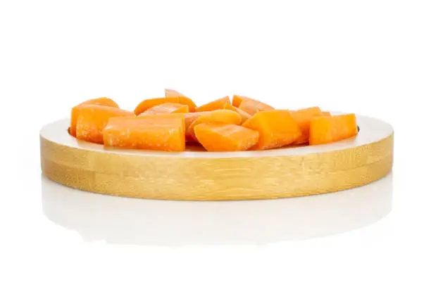 Photo of Orange baby carrot isolated on white