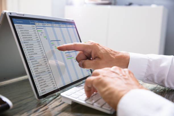 istock Businessperson Analyzing Gantt Chart On Laptop 1167410580
