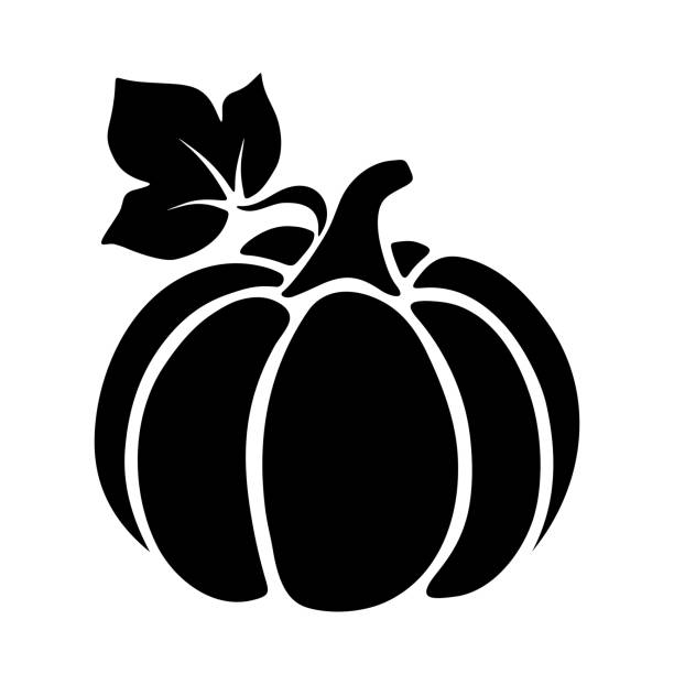 Pumpkin. Vector black silhouette. Vector black silhouette of a pumpkin. october clipart stock illustrations