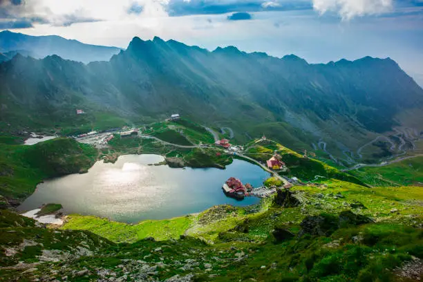 Balea lake in Fagaras mountains, Romania