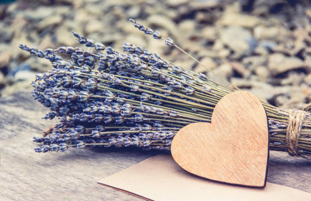 istock Wooden heart and lavender. Romantic concept. 1167415331