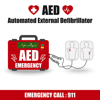 AED(Automated External Defibrillator) Label Sign for Emergency First Aid