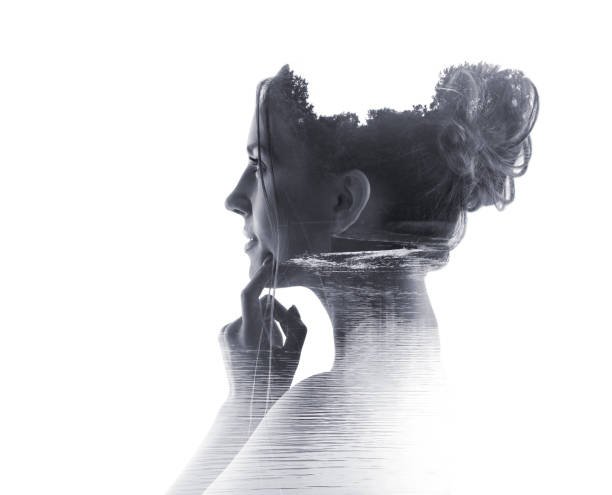istock Multiple Exposure of woman morphing into Lake. 1167422179