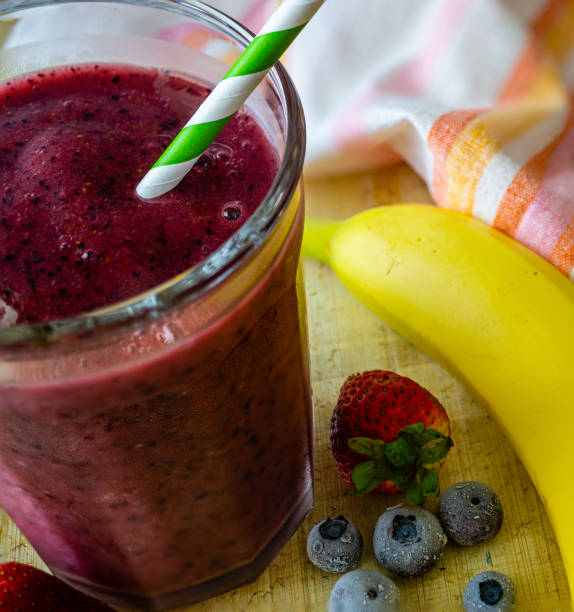 Strawberry,banana and blueberry smoothie
