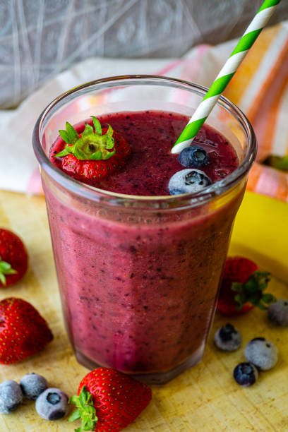 Strawberry,banana and blueberry smoothie