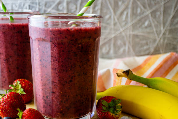 Strawberry,banana and blueberry smoothie