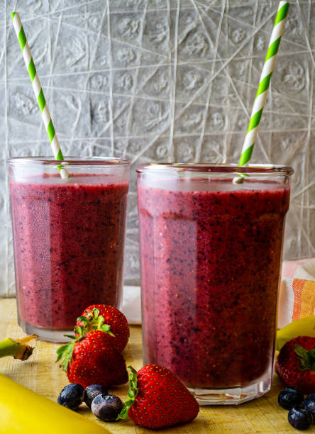 Strawberry,banana and blueberry smoothie