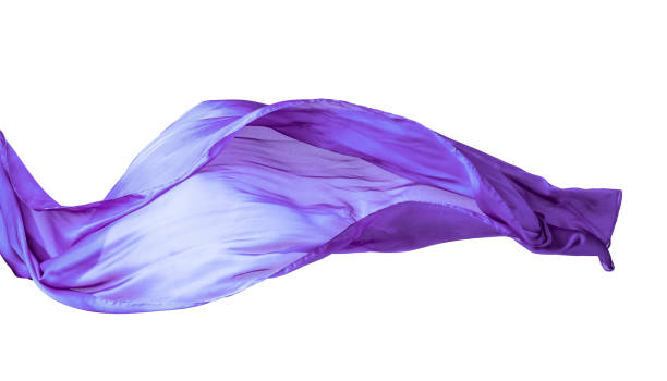 гладкая фиолетовая прозрачная ткань изолирована на белом фоне. - beautiful glamour motion purple стоковые фото и изображения
