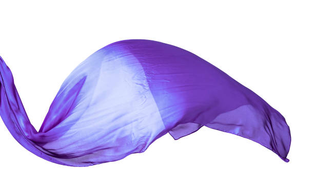 白い背景に隔離された滑らかな紫色の透明な布。 - beautiful glamour motion purple ストックフォトと画像