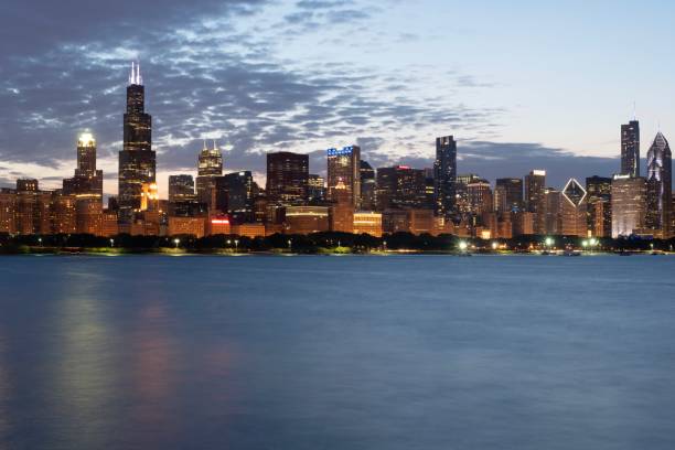 istock Downtown Chicago From Lake Michigan At Night 1167427922