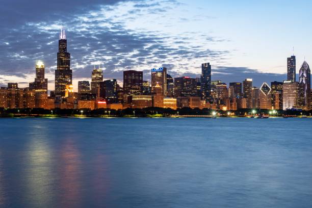 istock Downtown Chicago From Lake Michigan At Night 1167427978