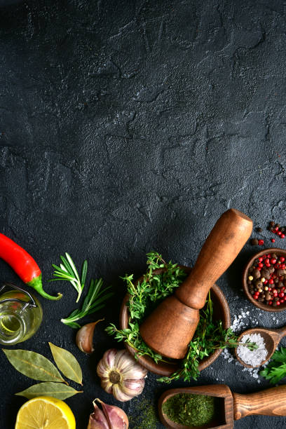 Culinary background with assortment of spices