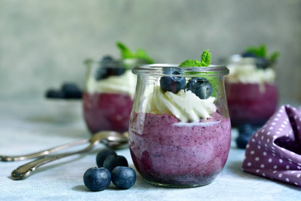 istock Blueberry mousse with fresh berries and whipped cream 1167432001