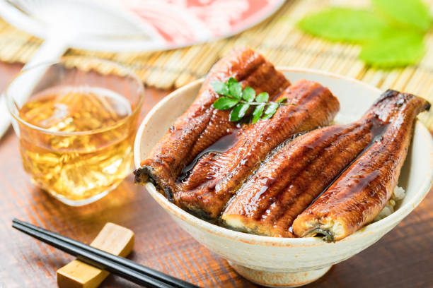 Grilled eel rice bowl, Eel Don Grilled eel rice bowl, Eel Don zanthoxylum stock pictures, royalty-free photos & images