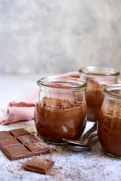 istock Homemade chocolate mousse in a glass jar 1167437223