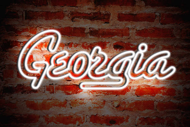 Georgia Neon Sign Georgia Neon Sign georgia us state photos stock pictures, royalty-free photos & images