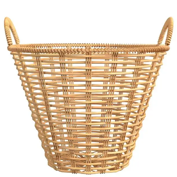 3D rendering illustration of a wicker basket