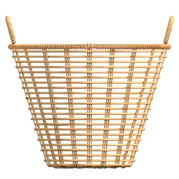 3D rendering illustration of a wicker basket