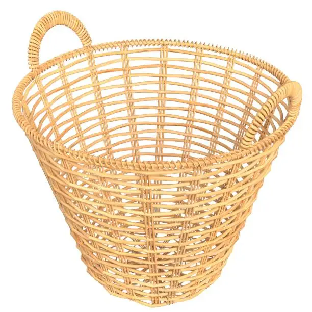 3D rendering illustration of a wicker basket