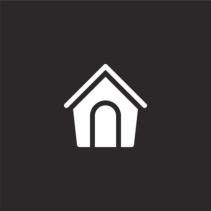 Dog house icon. Filled Dog house icon for website design and mobile, app development. Dog house icon from filled dogs collection isolated on black background.