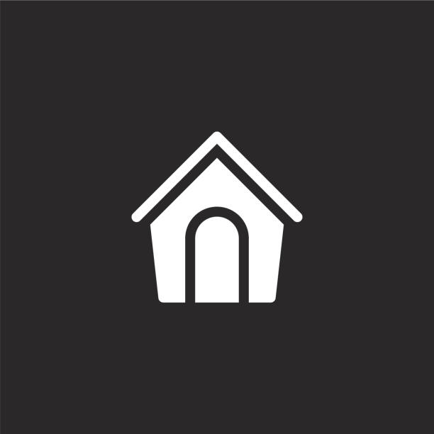 Dog house icon. Filled Dog house icon for website design and mobile, app development. Dog house icon from filled dogs collection isolated on black background. Dog house icon. Filled Dog house icon for website design and mobile, app development. Dog house icon from filled dogs collection isolated on black background. kennel stock illustrations