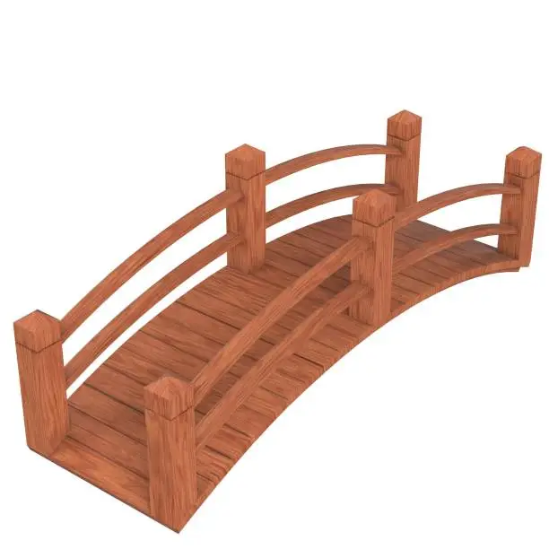 3D rendering illustration of a wooden bridge