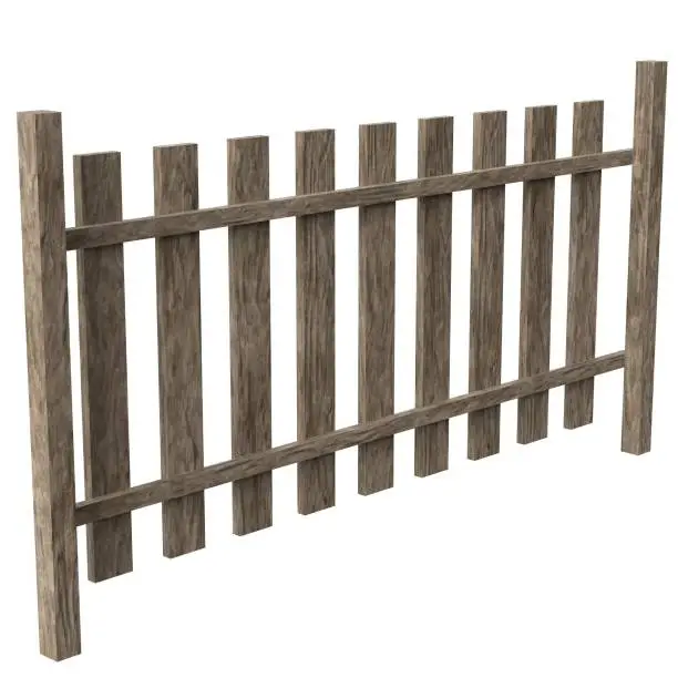 3D rendering illustration of a wooden fence