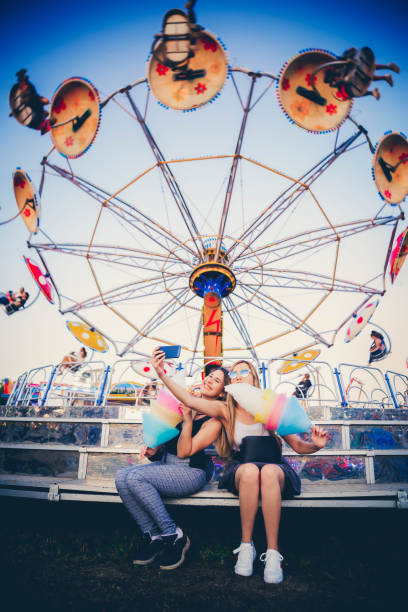 istock Time to making selfie at amusement park. 1167449091