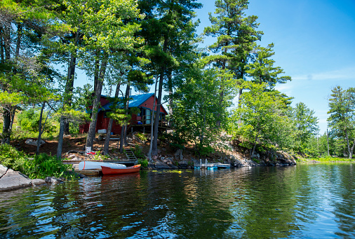 A rustic cabin on a beautiful northern lake