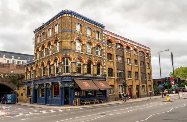 Scenic victorian pub in Lambeth on southbank of river Thames, London, England stock photo