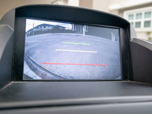 istock Car rear view video camera screen monitor display 1167452869