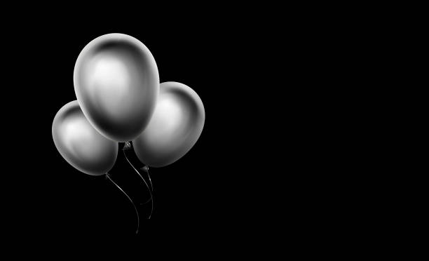 istock Black and white balloons background. Graphic for birthday, event, party, wedding invitation, poster or decoration. Realistic ballon object. Isolated. Vector illustration. EPS10 1167453235