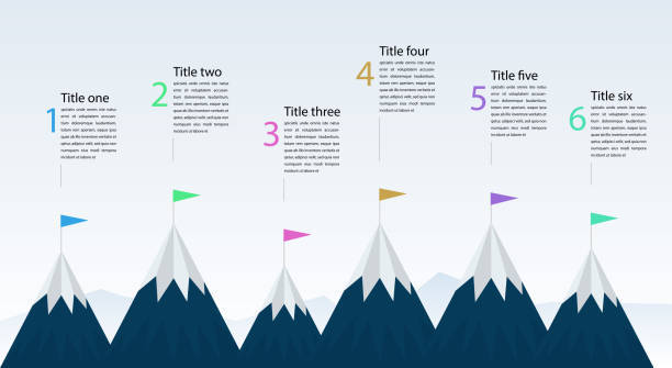 mountain infographics milestones achievements infographics template life events stock illustrations