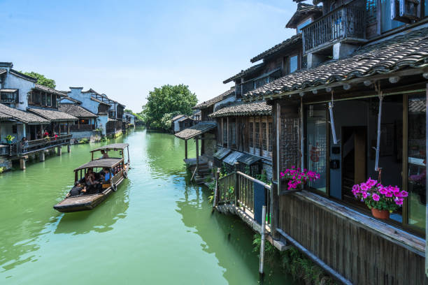 Beautiful Chinese water town Asia, China - East Asia, Jiangsu Province, Shanghai, Suzhou water town zhouzhuang china stock pictures, royalty-free photos & images