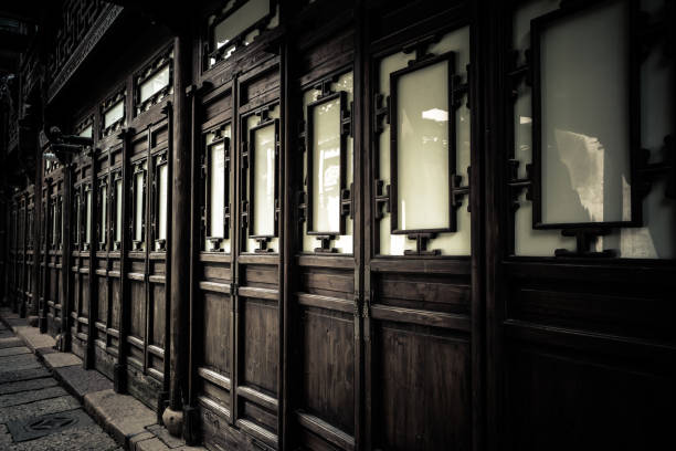 Three equal antique windows-doors, concept -  make your choice with different outputs