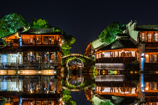 Night scene in Wuzhen, China