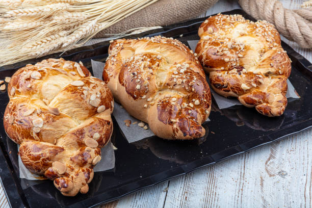 istock Easter bread with nuts and raisins. Sweet pastries with nuts and raisins. Easter buns. 1167457173