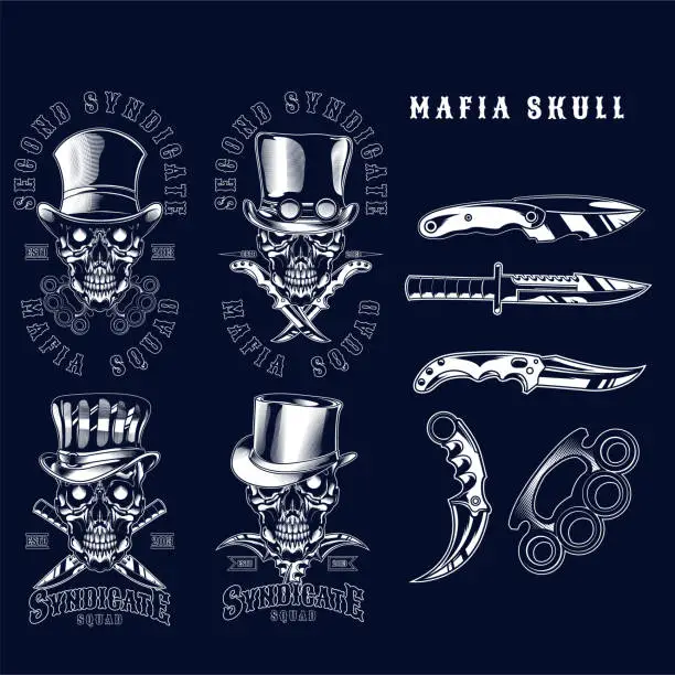 Vector illustration of mafia skull