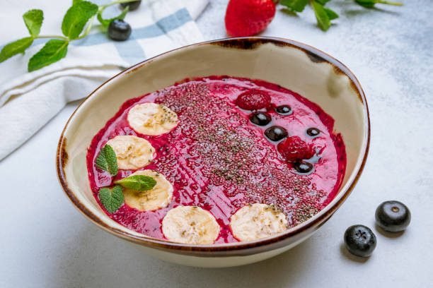 istock smoothie bowl with berries of the forest 1167460324