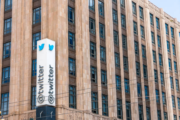 sede twitter nel centro di san francisco - san francisco county immagine foto e immagini stock