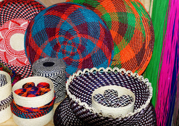 istock Wicker souvenirs baskets, vases and placemats made from straw, Ecuador 1167473128