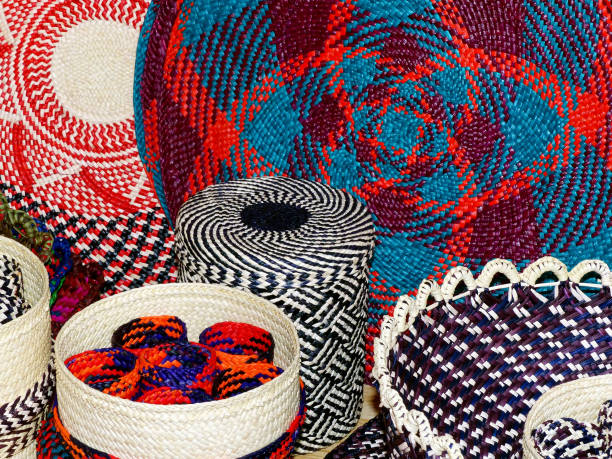 istock Wicker souvenirs baskets, vases and placemats made from straw, Ecuador 1167473129