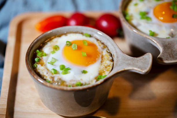 roasted gravy rice with egg stock photo