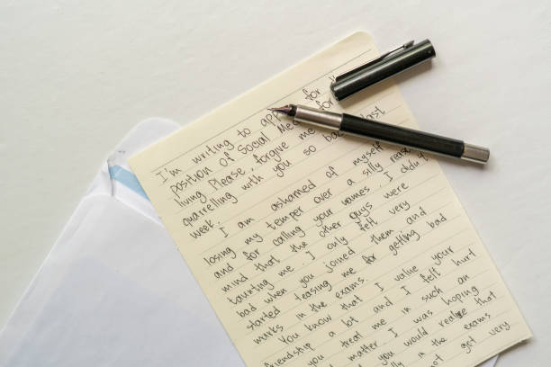 top view of the envelope with the letter sheet on the table