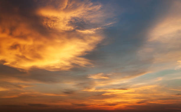 istock Blue sky and cloud in orange Sunset background. Natural and sky concept 1167482126